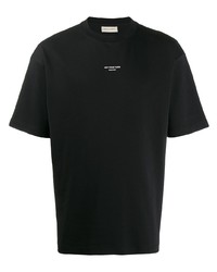 schwarzes und weißes bedrucktes T-Shirt mit einem Rundhalsausschnitt von Drôle De Monsieur