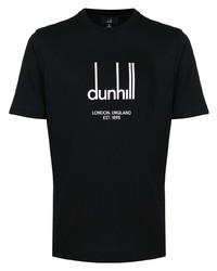 schwarzes und weißes bedrucktes T-Shirt mit einem Rundhalsausschnitt von Dunhill