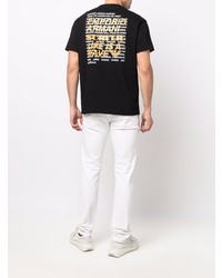 schwarzes und weißes bedrucktes T-Shirt mit einem Rundhalsausschnitt von Emporio Armani