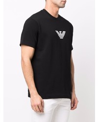 schwarzes und weißes bedrucktes T-Shirt mit einem Rundhalsausschnitt von Emporio Armani