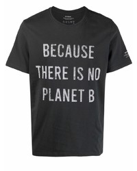 schwarzes und weißes bedrucktes T-Shirt mit einem Rundhalsausschnitt von ECOALF