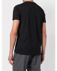 schwarzes und weißes bedrucktes T-Shirt mit einem Rundhalsausschnitt von Emporio Armani