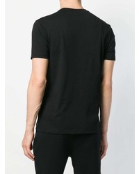 schwarzes und weißes bedrucktes T-Shirt mit einem Rundhalsausschnitt von Emporio Armani