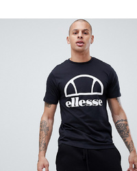 schwarzes und weißes bedrucktes T-Shirt mit einem Rundhalsausschnitt von Ellesse