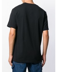 schwarzes und weißes bedrucktes T-Shirt mit einem Rundhalsausschnitt von Tommy Jeans