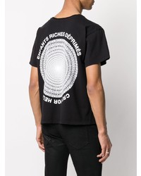 schwarzes und weißes bedrucktes T-Shirt mit einem Rundhalsausschnitt von Enfants Riches Deprimes