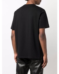 schwarzes und weißes bedrucktes T-Shirt mit einem Rundhalsausschnitt von MSGM