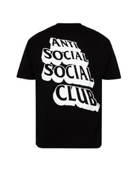 schwarzes und weißes bedrucktes T-Shirt mit einem Rundhalsausschnitt von Anti Social Social Club