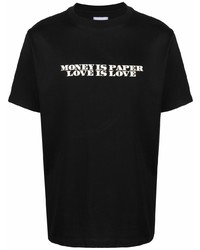 schwarzes und weißes bedrucktes T-Shirt mit einem Rundhalsausschnitt von Family First