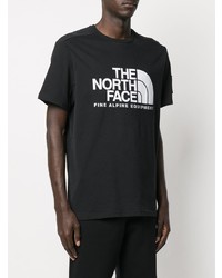 schwarzes und weißes bedrucktes T-Shirt mit einem Rundhalsausschnitt von The North Face