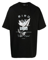 schwarzes und weißes bedrucktes T-Shirt mit einem Rundhalsausschnitt von FIVE CM