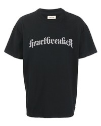 schwarzes und weißes bedrucktes T-Shirt mit einem Rundhalsausschnitt von Flaneur Homme