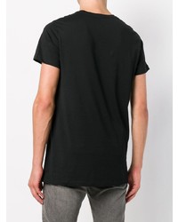 schwarzes und weißes bedrucktes T-Shirt mit einem Rundhalsausschnitt von Pierre Balmain