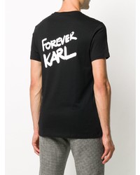 schwarzes und weißes bedrucktes T-Shirt mit einem Rundhalsausschnitt von Karl Lagerfeld