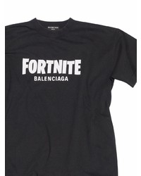 schwarzes und weißes bedrucktes T-Shirt mit einem Rundhalsausschnitt von Balenciaga