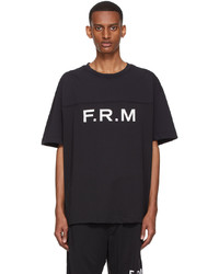 schwarzes und weißes bedrucktes T-Shirt mit einem Rundhalsausschnitt von Frame