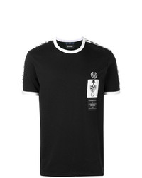 schwarzes und weißes bedrucktes T-Shirt mit einem Rundhalsausschnitt von Fred Perry X Art Comes First