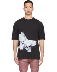 schwarzes und weißes bedrucktes T-Shirt mit einem Rundhalsausschnitt von FREI-MUT