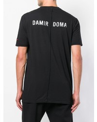 schwarzes und weißes bedrucktes T-Shirt mit einem Rundhalsausschnitt von Damir Doma