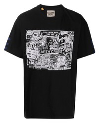 schwarzes und weißes bedrucktes T-Shirt mit einem Rundhalsausschnitt von GALLERY DEPT.