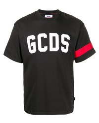 schwarzes und weißes bedrucktes T-Shirt mit einem Rundhalsausschnitt von Gcds