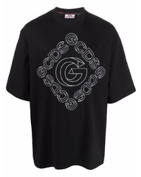 schwarzes und weißes bedrucktes T-Shirt mit einem Rundhalsausschnitt von Gcds