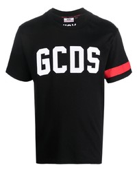 schwarzes und weißes bedrucktes T-Shirt mit einem Rundhalsausschnitt von Gcds