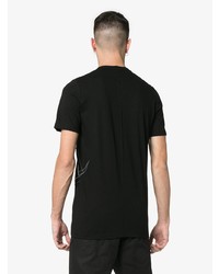 schwarzes und weißes bedrucktes T-Shirt mit einem Rundhalsausschnitt von Rick Owens