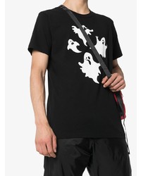 schwarzes und weißes bedrucktes T-Shirt mit einem Rundhalsausschnitt von Off-White