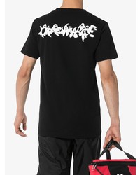 schwarzes und weißes bedrucktes T-Shirt mit einem Rundhalsausschnitt von Off-White