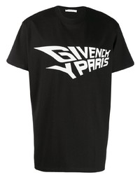 schwarzes und weißes bedrucktes T-Shirt mit einem Rundhalsausschnitt von Givenchy