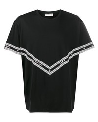 schwarzes und weißes bedrucktes T-Shirt mit einem Rundhalsausschnitt von Givenchy