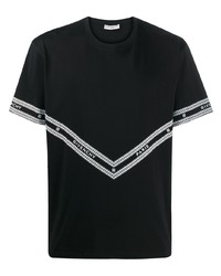 schwarzes und weißes bedrucktes T-Shirt mit einem Rundhalsausschnitt von Givenchy