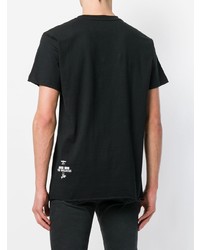 schwarzes und weißes bedrucktes T-Shirt mit einem Rundhalsausschnitt von Boy London