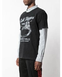 schwarzes und weißes bedrucktes T-Shirt mit einem Rundhalsausschnitt von Local Authority
