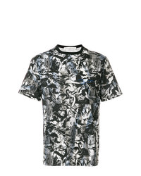 schwarzes und weißes bedrucktes T-Shirt mit einem Rundhalsausschnitt von Golden Goose Deluxe Brand