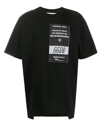 schwarzes und weißes bedrucktes T-Shirt mit einem Rundhalsausschnitt von Golden Goose