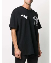 schwarzes und weißes bedrucktes T-Shirt mit einem Rundhalsausschnitt von Off-White