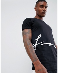 schwarzes und weißes bedrucktes T-Shirt mit einem Rundhalsausschnitt von Good For Nothing