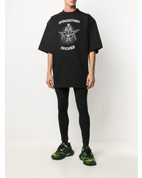 schwarzes und weißes bedrucktes T-Shirt mit einem Rundhalsausschnitt von Balenciaga