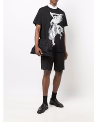 schwarzes und weißes bedrucktes T-Shirt mit einem Rundhalsausschnitt von Givenchy