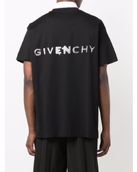 schwarzes und weißes bedrucktes T-Shirt mit einem Rundhalsausschnitt von Givenchy