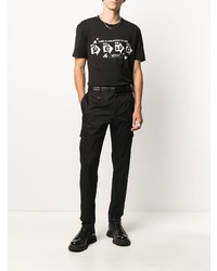 schwarzes und weißes bedrucktes T-Shirt mit einem Rundhalsausschnitt von Dolce & Gabbana