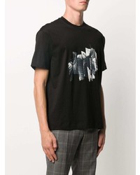 schwarzes und weißes bedrucktes T-Shirt mit einem Rundhalsausschnitt von Emporio Armani