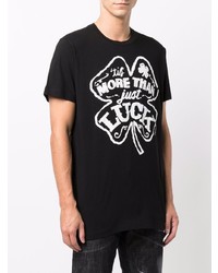 schwarzes und weißes bedrucktes T-Shirt mit einem Rundhalsausschnitt von DSQUARED2