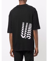 schwarzes und weißes bedrucktes T-Shirt mit einem Rundhalsausschnitt von Y-3