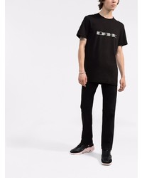 schwarzes und weißes bedrucktes T-Shirt mit einem Rundhalsausschnitt von Rick Owens