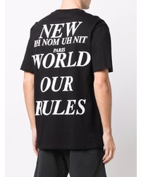 schwarzes und weißes bedrucktes T-Shirt mit einem Rundhalsausschnitt von Ih Nom Uh Nit