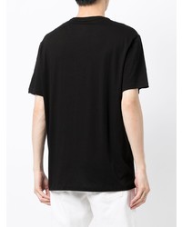 schwarzes und weißes bedrucktes T-Shirt mit einem Rundhalsausschnitt von Armani Exchange