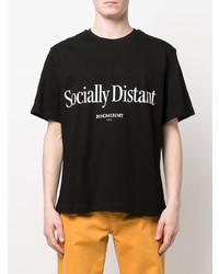 schwarzes und weißes bedrucktes T-Shirt mit einem Rundhalsausschnitt von Ih Nom Uh Nit